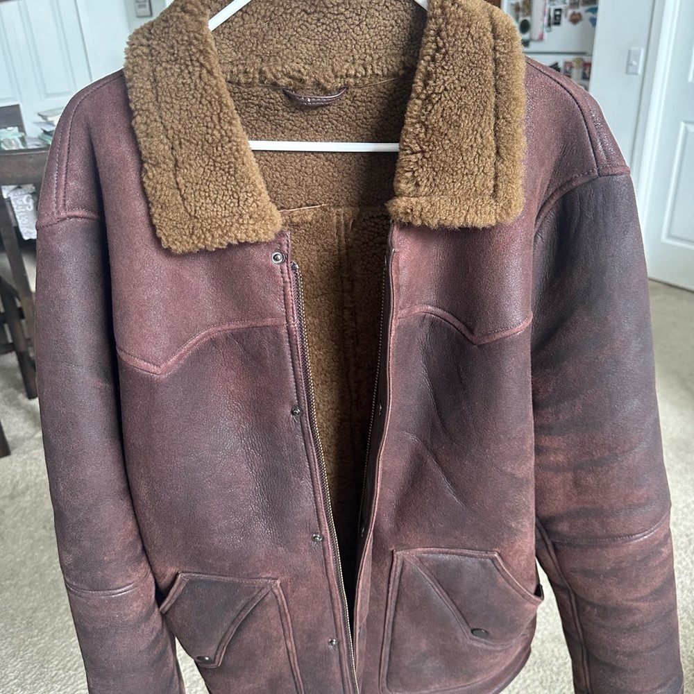 Men's Brown Shearling Bomber Jacket